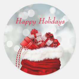 ハッピーホリデーズレッドプレゼント ラウンドシール