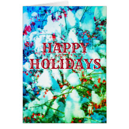 ハッピーホリデーズレッドベリーカード垂直