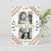 ハッピーホリデーズレッドホワイトグリーンストライプズ写真 シーズンカード (スタンド正面)