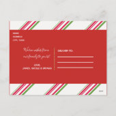 ハッピーホリデーズレッドホワイトグリーンストライプズ写真 シーズンポストカード (裏面)