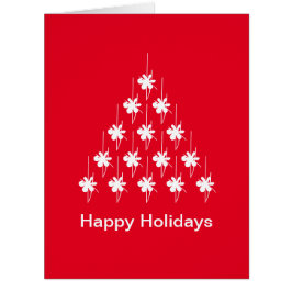 ハッピーホリデーズレッドホワイトスノースターズツリーカード