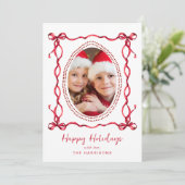 ハッピーホリデーズレッドボウズChristmas写真 シーズンカード (スタンド正面)