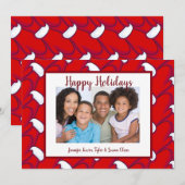 ハッピーホリデーズレッドミッテンス写真&グリーティング シーズンカード (正面/裏面)