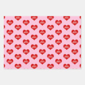 ハッピーホリデーズレッドラブハート ラッピングペーパーシート (正面3)