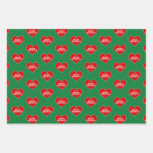 ハッピーホリデーズレッドラブハート ラッピングペーパーシート (正面2)