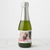 ハッピーホリデーズレッドリボン写真 |クリスマス スパークリングワインラベル (正面)