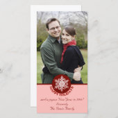 ハッピーホリデーズレッド紙スノーフレーク4x8 シーズンカード (正面/裏面)