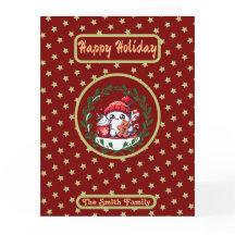 ハッピーホリデーズレッド金ゴールドクリスマスフォト