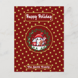 ハッピーホリデーズレッド金ゴールドクリスマス ポストカード