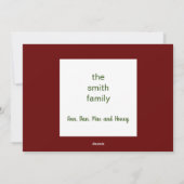 ハッピーホリデーズレッド&グリーンブロック文字カード シーズンカード (裏面)