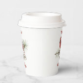 ハッピーホリデーズレッド（鳥）ショウジョウコウカンチョウオンパインブランチ 紙コップ (右)