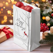 ハッピーホリデーズレッド（鳥）ショウジョウコウカンチョウクリスマス スモールペーパーバッグ