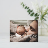 ハッピーホリデーズレトロアートdecoスクリプトフォト ポストカード (スタンド正面)