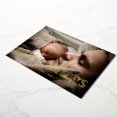 ハッピーホリデーズレトロアールデコフォトクリスマス金ゴールド 箔シーズンカード (回転した状態)