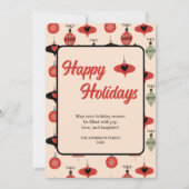 ハッピーホリデーズレトロクリスマスミッドセンチュリーレッド シーズンカード (正面)
