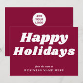 ハッピーホリデーズレトログルーヴィバーガンディービジネス シーズンカード (正面/裏面)