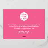 ハッピーホリデーズレトログルーヴィーピンク金ゴールドビジネス 箔シーズンカード (裏面)