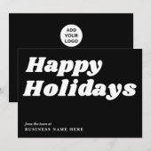 ハッピーホリデーズレトログルーヴィーブラックビジネス シーズンカード (正面/裏面)