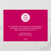 ハッピーホリデーズレトログルーヴィーマゼンタ金ゴールドビジネス 箔シーズンカード (裏面)