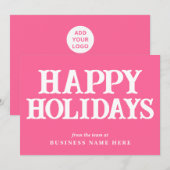 ハッピーホリデーズレトロピンクビジネス企業の シーズンカード (正面/裏面)