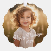 ハッピーホリデーズレトロフォント写真 オーナメントカード (正面)