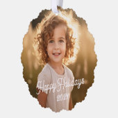 ハッピーホリデーズレトロフォント写真 オーナメントカード (左)