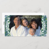 ハッピーホリデーズレトロライムツリーズファミリーフォトカード シーズンカード (正面/裏面)