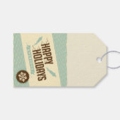 ハッピーホリデーズレトロヴィンテージティール(緑がかった色)クリームへ,から ギフトタグ (正面(横))