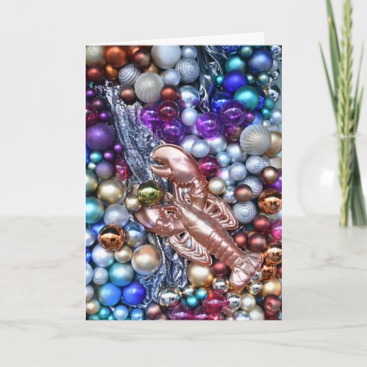 ハッピーホリデーズロンドンクリスマスロブスターデコレーション カード (正面)