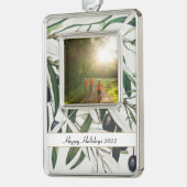 ハッピーホリデーズヴィンテージオリーブブランチ写真 シルバープレートフレームオーナメント (左)