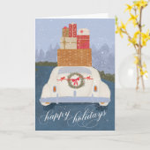 ハッピーホリデーズヴィンテージカー&ギフトグリーティングカード カード (黄色い花)