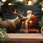 ハッピーホリデーズヴィンテージサンタアンドトナカイ シーズンカード
