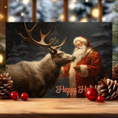 ハッピーホリデーズヴィンテージサンタアンドトナカイ シーズンカード