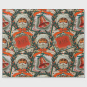 ハッピーホリデーズヴィンテージサンタ ラッピングペーパー (フラット)