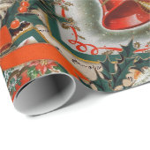 ハッピーホリデーズヴィンテージサンタ ラッピングペーパー (ロールコーナー)