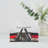 ハッピーホリデーズヴィンテージタイプライターパーソナライズされた ポストカード (スタンド正面)