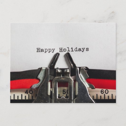 ハッピーホリデーズヴィンテージタイプライターパーソナライズされた ポストカード (正面)