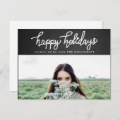 ハッピーホリデーズヴィンテージチャルクボード写真 シーズンポストカード (正面/裏面)