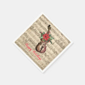 ハッピーホリデーズヴィンテージバイオリンと楽譜 スタンダードカクテルナプキン (角)