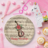 ハッピーホリデーズヴィンテージバイオリンと楽譜 ペーパープレート (パーティー)