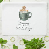 ハッピーホリデーズヴィンテージホットチョコレート キッチンタオル (折り畳み)