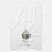 ハッピーホリデーズヴィンテージホットチョコレート キッチンタオル (縦)
