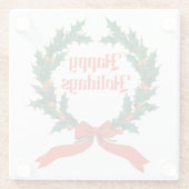 ハッピーホリデーズヴィンテージホリークリスマスリース ガラスコースター (裏面)