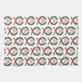 ハッピーホリデーズヴィンテージホリークリスマスリース キッチンタオル (横)