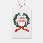 ハッピーホリデーズヴィンテージホリークリスマスリース ギフトタグ (正面)