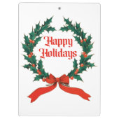 ハッピーホリデーズヴィンテージホリークリスマスリース クリップボード (裏面)