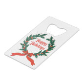 ハッピーホリデーズヴィンテージホリークリスマスリース クレジットカード栓抜き (正面アングル)