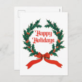 ハッピーホリデーズヴィンテージホリークリスマスリース シーズンポストカード (正面/裏面)