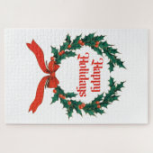 ハッピーホリデーズヴィンテージホリークリスマスリース ジグソーパズル (横)
