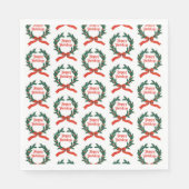 ハッピーホリデーズヴィンテージホリークリスマスリース スタンダードランチョンナプキン (正面)